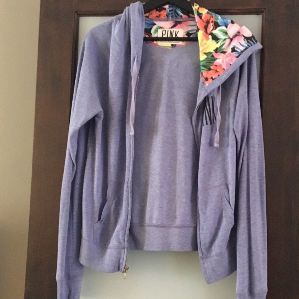 S PINK Lightweight Zip Up Hoodie with Florals